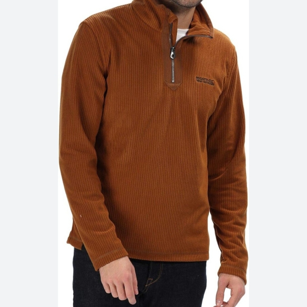 Columbia Long Sleeve Quarterzip Pullover Fleece Brown Mens Size Large